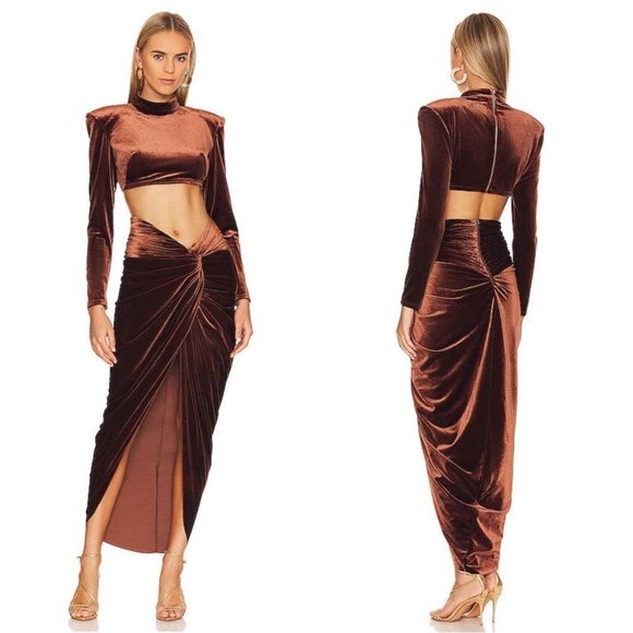Bronx and Banco Coffee Cleopatra Velvet Dress Set Size S - Picture 1 of 2